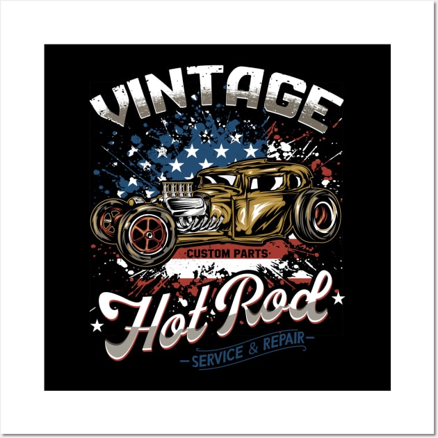 Vintage Hotrod Custom Parts Service And Repair Wall Art by Jandjprints